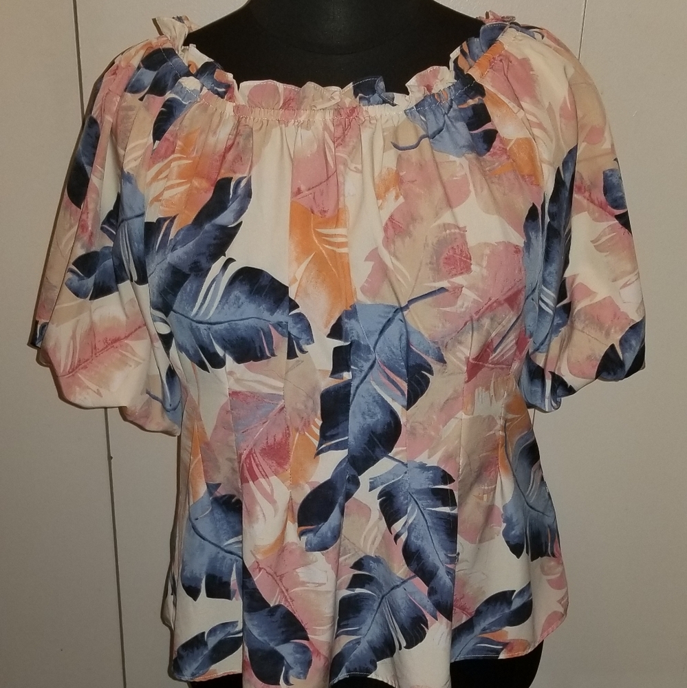 EUC Milk & Honey Leaf Print Blouse